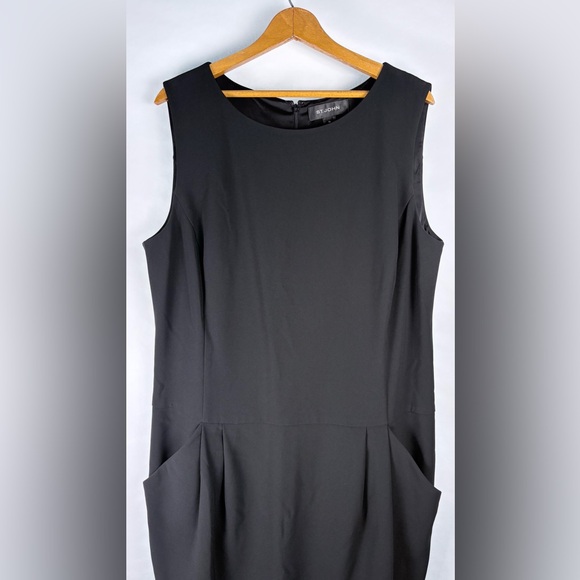 St. John Black Knit Dress with Silk Lining Size 14 Spring 2013 - Picture 2 of 9